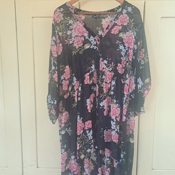 Torrid sheer black floral high low blouse size 5x - Picture 1 of 6